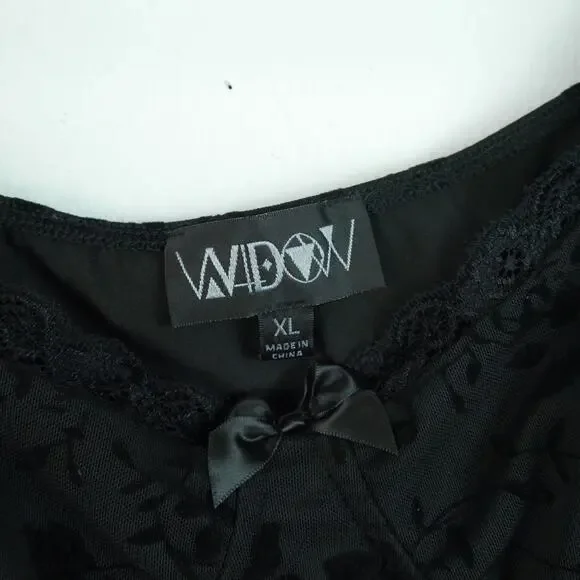 Dolls Kill Widow Cut Class Mesh Mini Dress XL Floral Goth Black Puff Sleeve - Picture 3 of 9